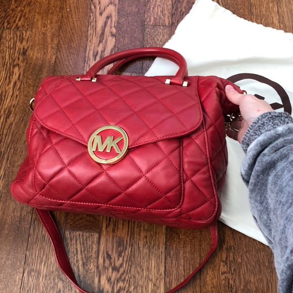 NWOT Michael Kors red quilted leather bag MK - Picture 3 of 8